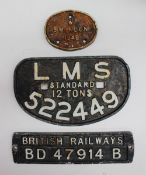 An LMS cast iron wagon builders plate, No.