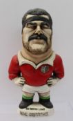 A John Hughes pottery Grogg of Mike Griffiths, in a British Lions Jersey with the No.