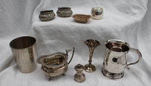 A George VI silver tankard, of baluster form, Birmingham, 1945 together with a silver beaker,