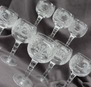 A set of eight Royal Irish Waterford crystal wine glasses,