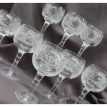 A set of eight Royal Irish Waterford crystal wine glasses,