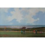 Michael J Coates On the putting green Gouache Signed 27 x 41.