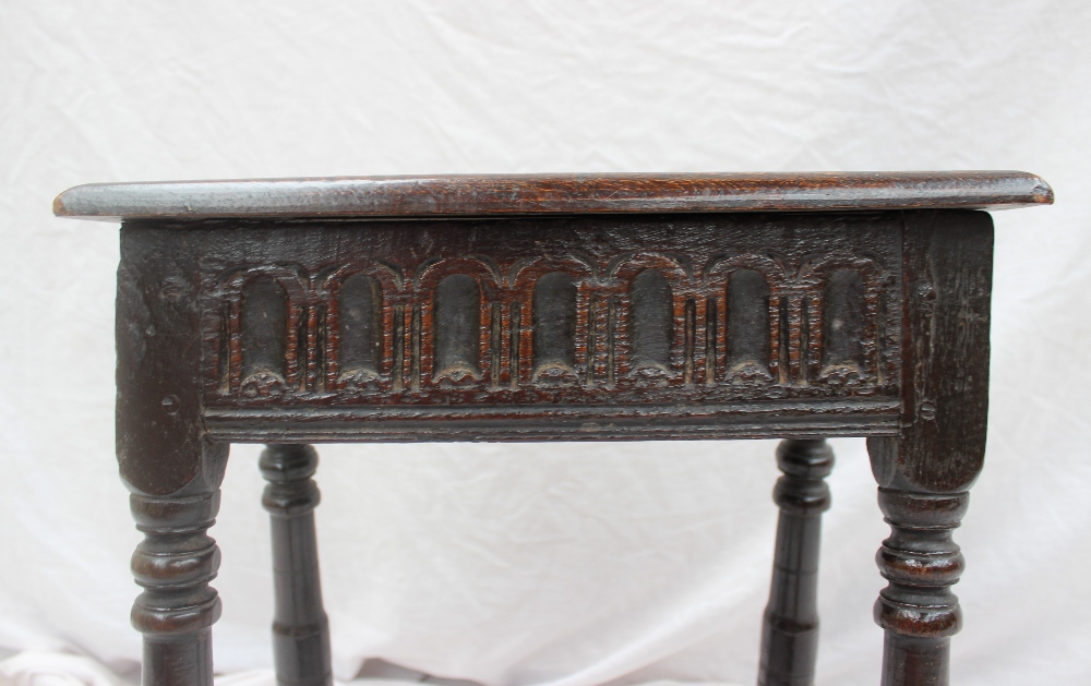 A 17th century and later oak 'Joynt' stool, - Image 2 of 5