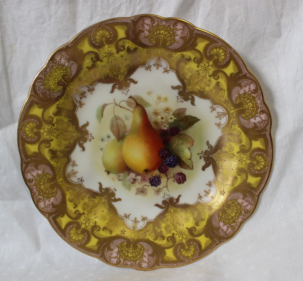 A set of three Royal Worcester porcelain cabinet plates painted with peaches and gooseberries by - Image 9 of 22