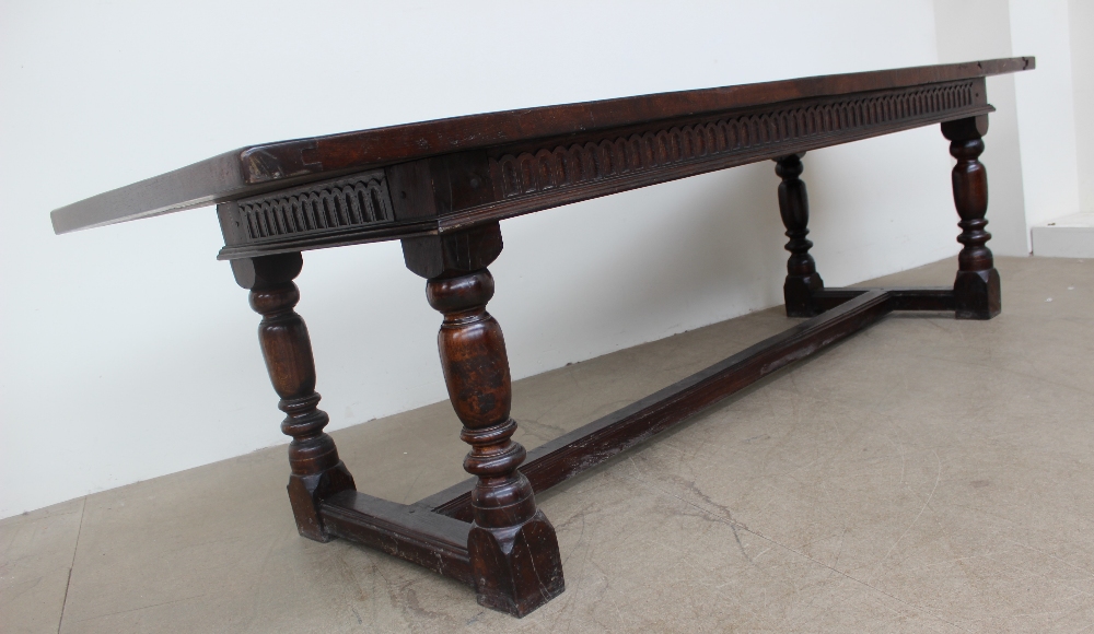 An 18th century style oak refectory table, - Image 2 of 4
