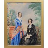 19th century British School Sisters Watercolour 37 x 29.