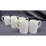 Keith Murray for Wedgwood - a set of six moonstone pottery mugs of tapering form with a line