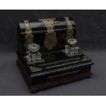 A 19th brass bound coromandel desk standish,