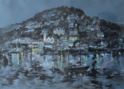 Charles Bone Kingswear Watercolour Signed 33 x 47.