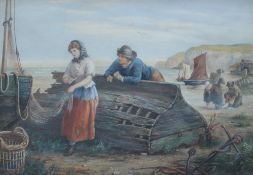 Drummond Mending the nets Watercolour Signed and dated '81 53 x 77cm