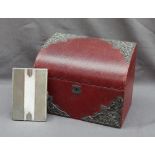 A late Victorian silver mounted and leather stationery box, with floral and leaf decoration, London,