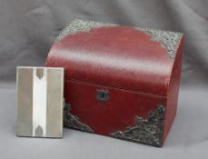 A late Victorian silver mounted and leather stationery box, with floral and leaf decoration, London,