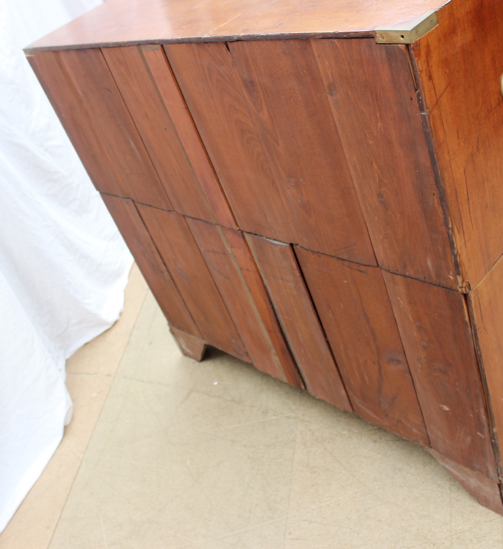 A 19th century mahogany chest of drawers converted into a two section campaign chest with brass - Image 5 of 6