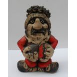 A John Hughes pottery Grogg, in a welsh jersey, with No.