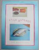 After David Hockney, (Born 1937) "The Fish and Bread, 1995" A Poster for the Museum Baymans,