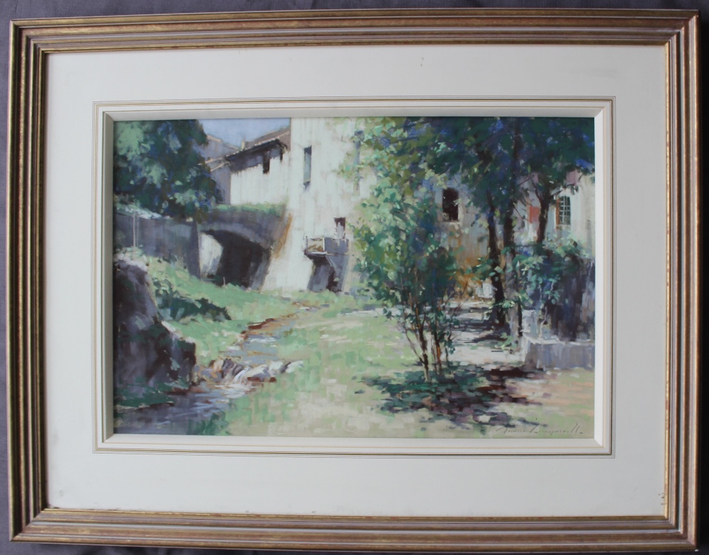 James Longueville The Little stream, St Guilhem-Le-Desert Pastel Signed 39. - Image 2 of 4