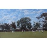 Roy Perry The cricket match Gouache Signed 30.5 x 49.