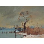 Roy Perry A lakeside scene Oil on board Signed 59.5 x 79.