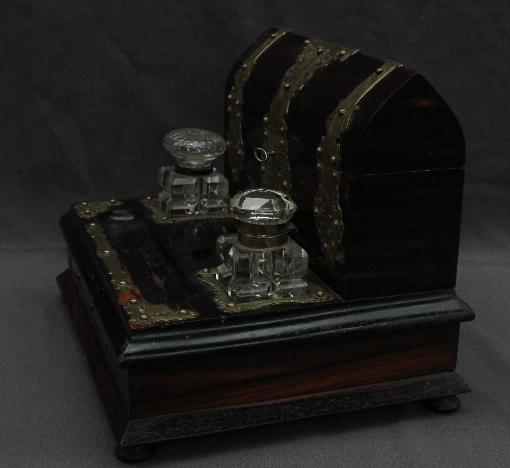 A 19th brass bound coromandel desk standish, - Image 5 of 8