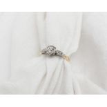 A solitaire diamond ring the round old cut diamond approximately 0.