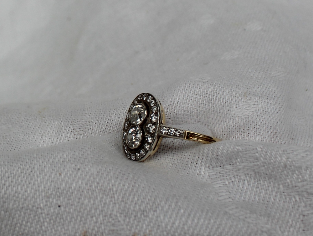 A diamond dress ring, set with two round old cut diamonds each approximately 0. - Image 4 of 6