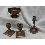 A pair of late Victorian silver desk candlesticks,