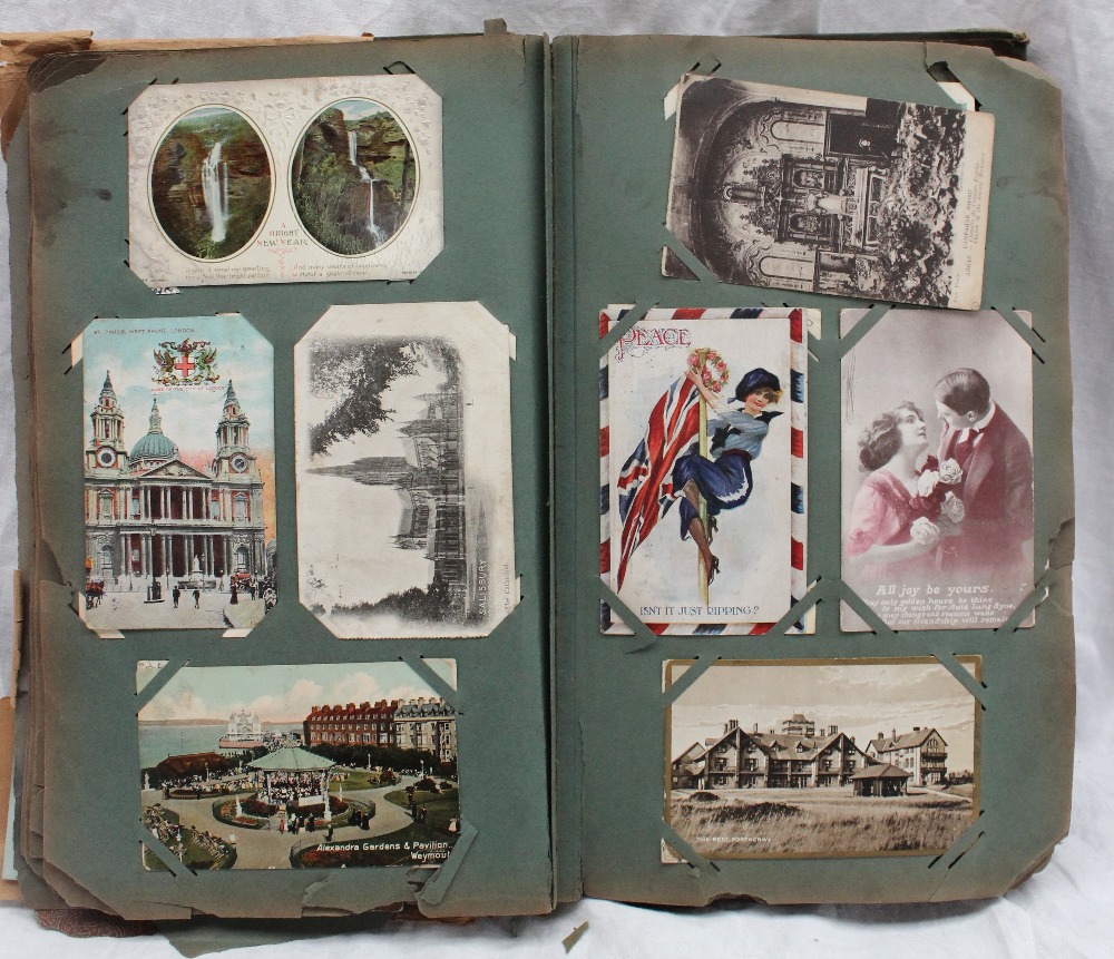 An Art Nouveau style postcard album, containing circa 400 postcards including scenes of Glasgow, - Image 2 of 7