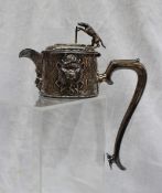 A Victorian silver claret jug top, the top with a hound jumping a fence,