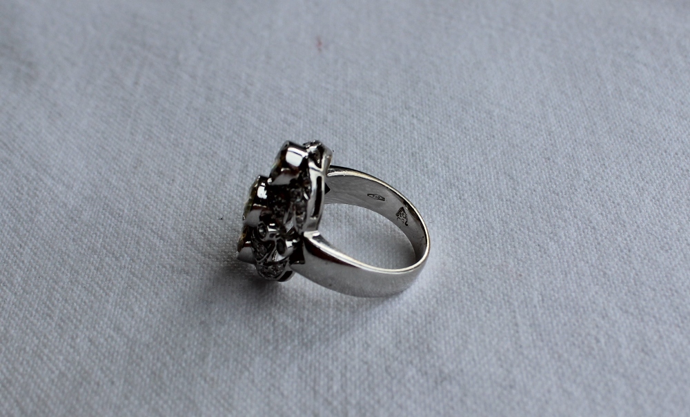 A diamond dress ring, set with three fancy yellow round brilliant cut diamonds, - Image 4 of 6