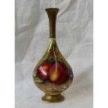 A Royal Worcester porcelain baluster vase painted with peaches and cherries to an ivory ground,