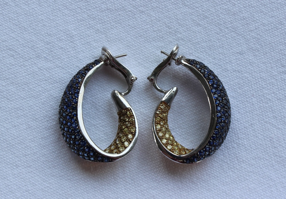 A pair of Sapphire hoop earrings,