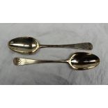 A pair of George III silver table spoons London, 1783, possibly John Lambe,