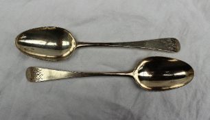 A pair of George III silver table spoons London, 1783, possibly John Lambe,