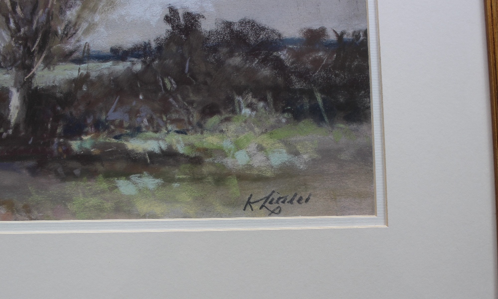 Ken Littler Gathering Clouds Pastel Signed and Sarah Samuels label verso 36 x 54. - Image 3 of 4