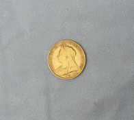 A Victorian gold half Sovereign dated 1899