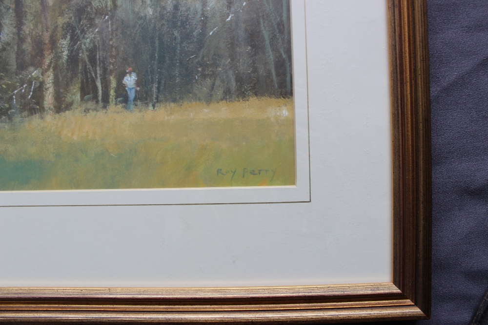 Roy Perry Out of the rough, Wentworth Gouache Signed The Burford Gallery label verso 22. - Image 3 of 4