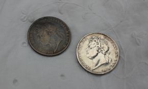 Two George IIII silver crowns dated 1822,