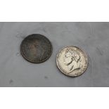 Two George IIII silver crowns dated 1822,