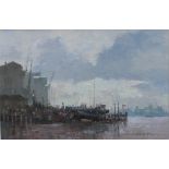 Roy Perry Foreshore Shadwell Gouache Signed Adam Gallery label verso dated 1992 14 x 21cm