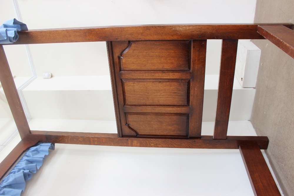 A 20th century oak four poster single bed, the canopy with a moulded cornice, - Image 2 of 7