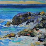 Sue McDonagh A rocky coastland Oil Signed 28.5 x 28.