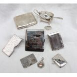 A George V silver card case, Birmingham, 1911 together with a silver mustard pot,