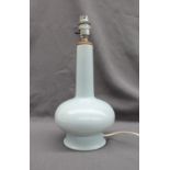 Keith Murray for Wedgwood - a baluster table lamp in a pale blue glaze,