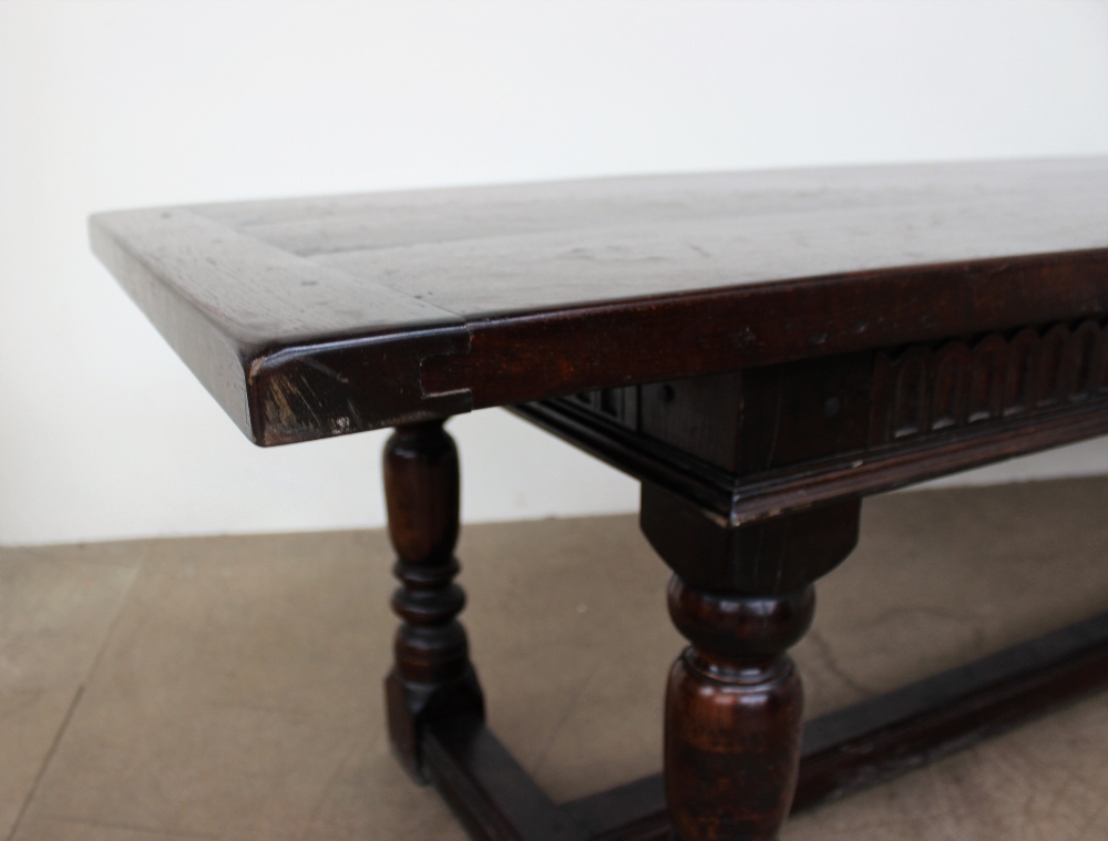 An 18th century style oak refectory table, - Image 3 of 4