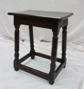 A 17th century and later oak 'Joynt' stool,