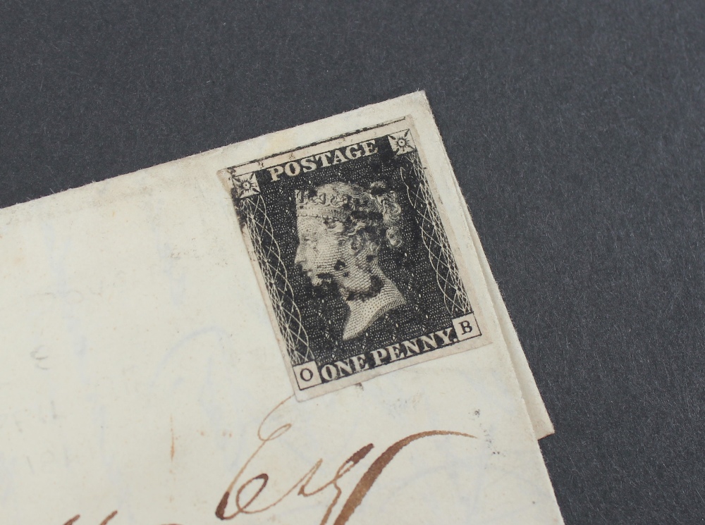 An 1840 Penny Black on a cover with the corner letters O.B. - Image 2 of 5