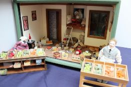 Dolls House - A grocers shop, with a large quantity of miniature fruits and vegetables,