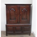 An 18th century oak linen press,