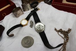 A Jaeger Le Coultre Gentleman's wristwatch, with a silvered dial, batons and date,