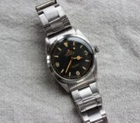 A Gentleman's Rolex Oyster Perpetual Explorer wristwatch, with a black dial, luminous markers, 3,